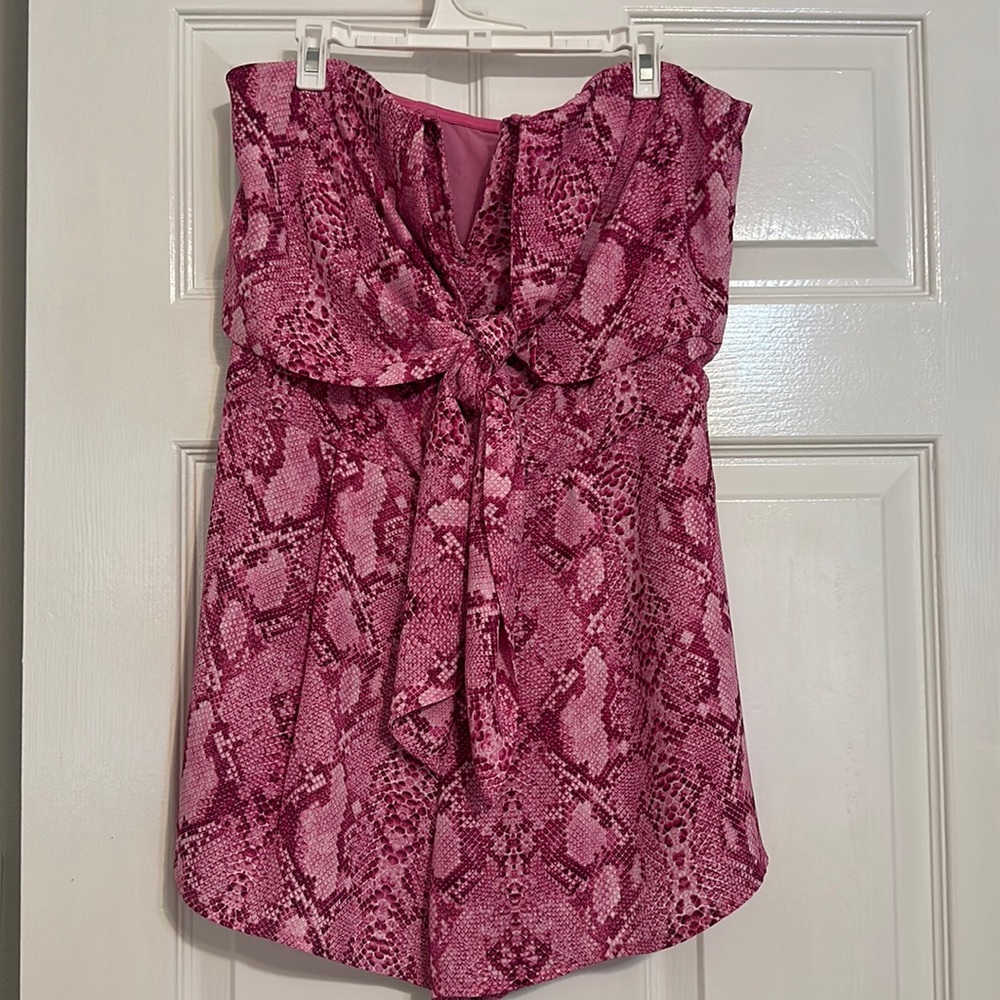 Pink Snakeskin Romper with tie